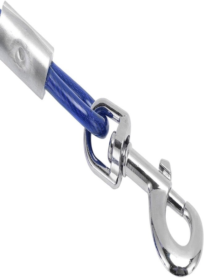 VIP Home Essentials 12 Foot Pet Coiled Tie Out Cable - Blue - Retracts Easily and Quickly to Avoid Tangles - Image 3